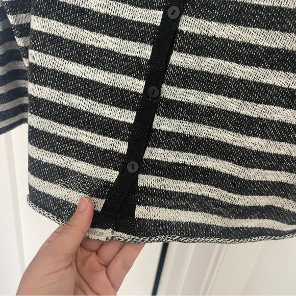 Eileen Fisher Terry Linen Blend Striped Button Back Oversized Pullover - Picture 7 of 7
